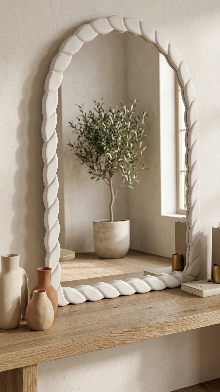 Alberohome Halat Ayna – 82 × 114 cm Dekoratif Duvar Aynası