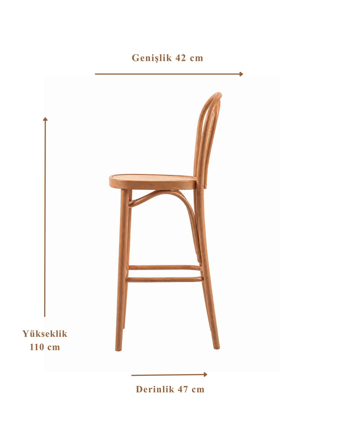 Alberohome Hazeranlı Ahşap Bar Sandalyesi