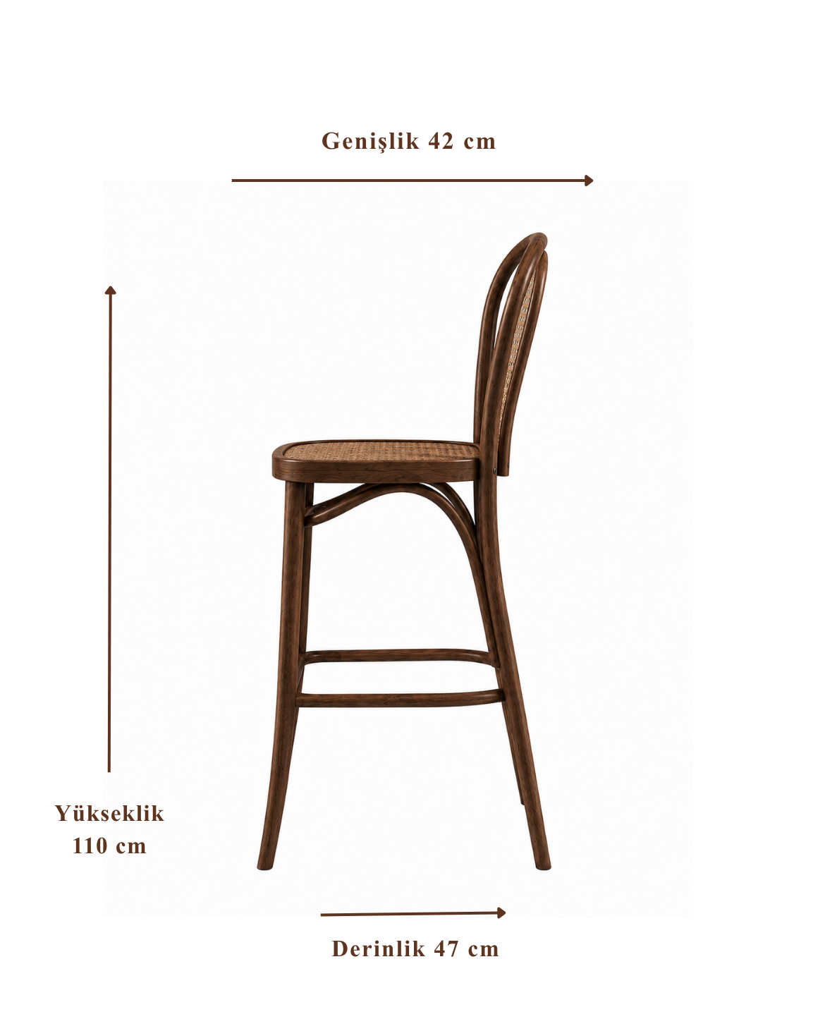 Alberohome Hazeranlı Ahşap Bar Sandalyesi