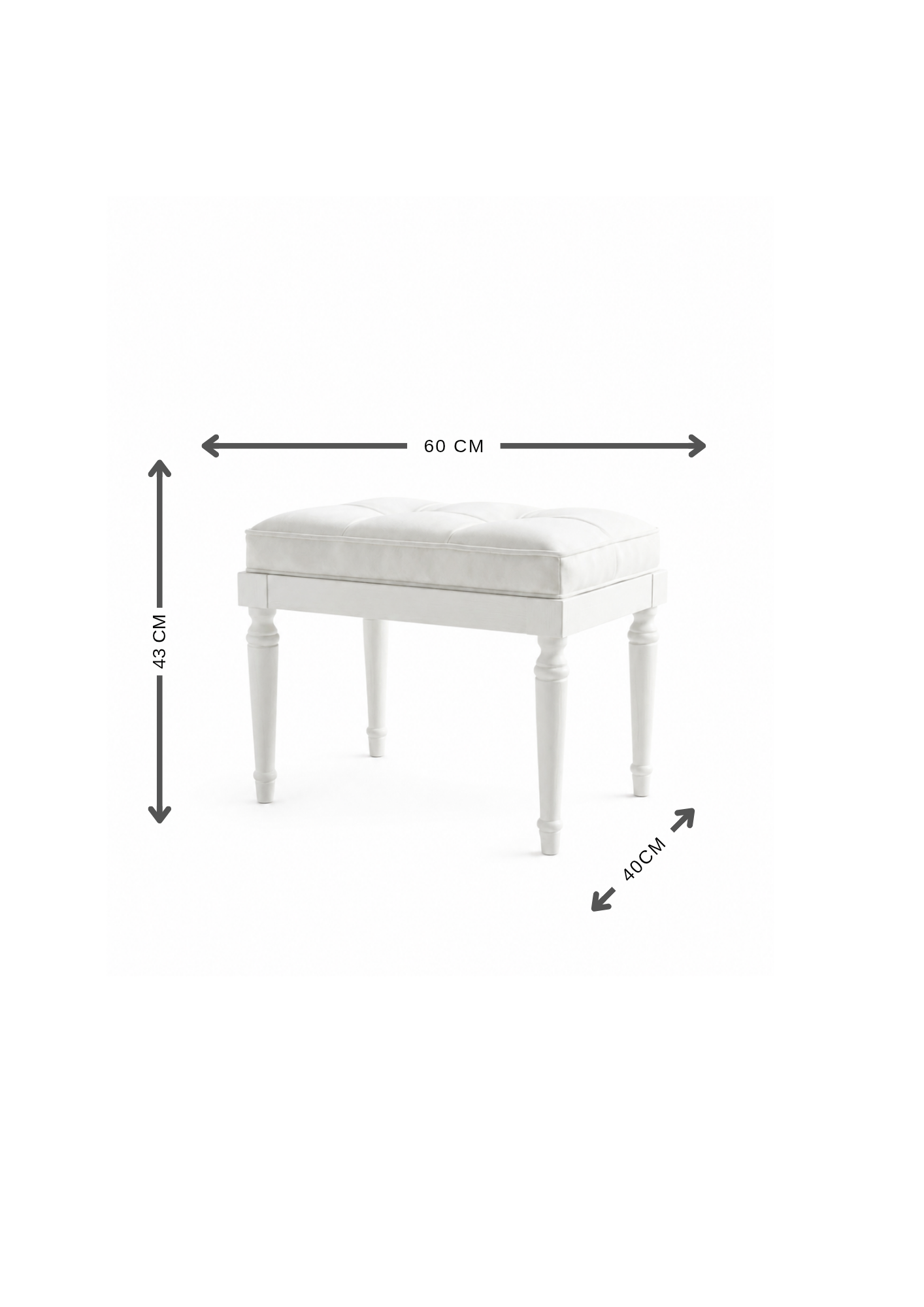 Alberohome Kapitoneli Bench Puf 60x40 cm – Klasik Ayaklı Oturma Pufu