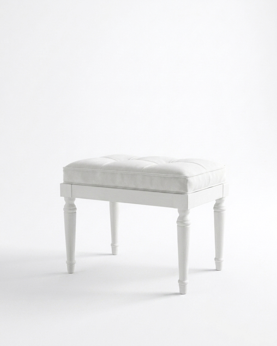 Alberohome Kapitoneli Bench Puf 60x40 cm – Klasik Ayaklı Oturma Pufu