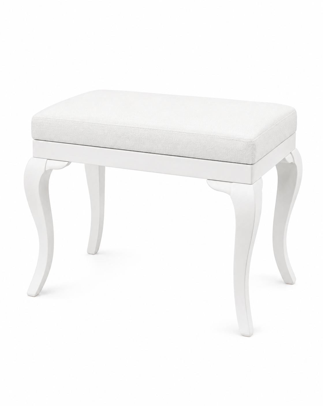 Alberohome Klasik Bench Puf 62x42 cm – Beyaz Ahşap Ayaklı Oturma Pufu