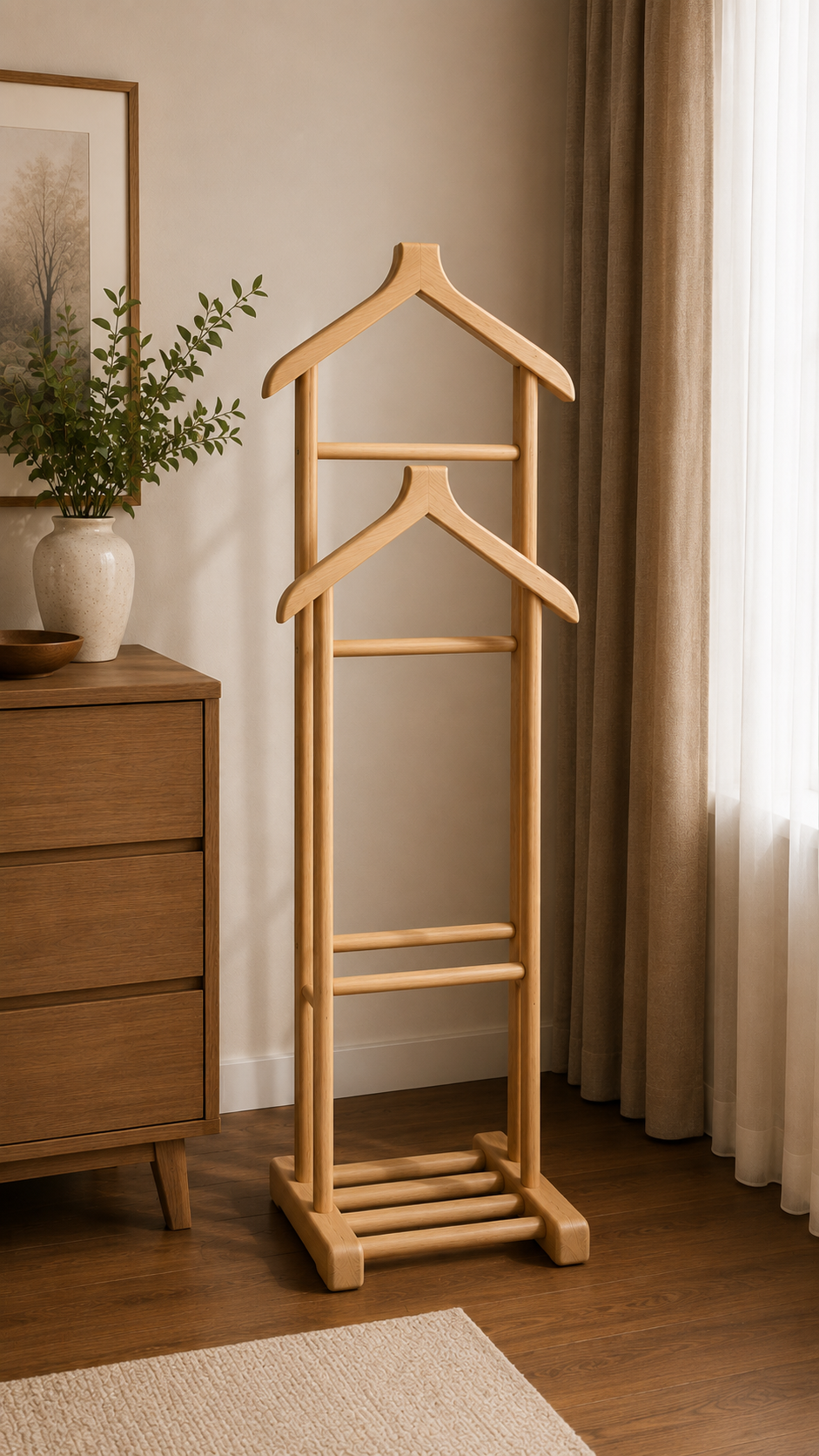 Alberohome Klasik Beyaz Dilsiz Uşak Askılık 50x130 cm