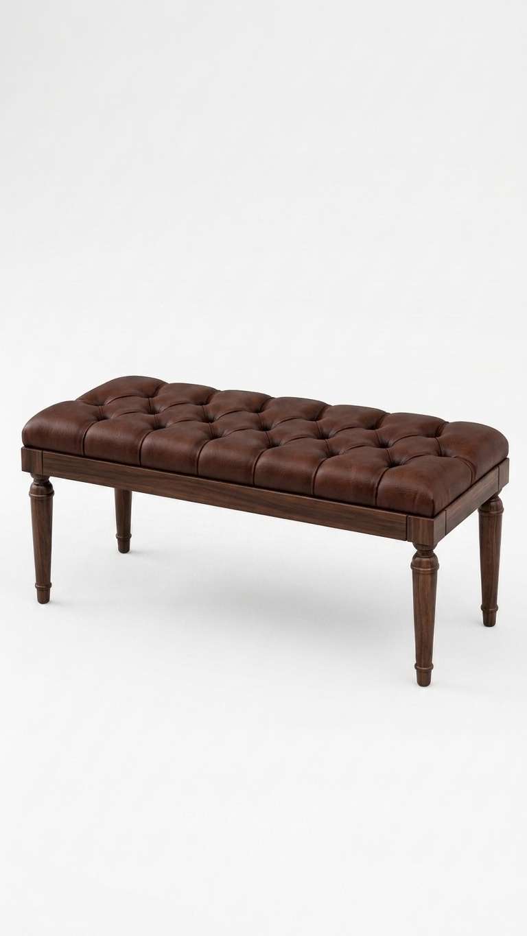 Alberohome Klasik Puf Bench 120x40 cm Kapitoneli Ahşap Bench