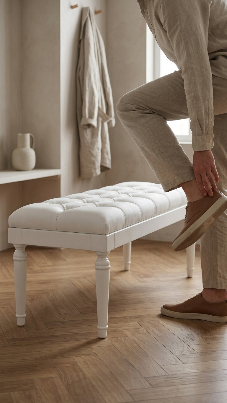 Alberohome Klasik Puf Bench 120x40 cm Kapitoneli Ahşap Bench