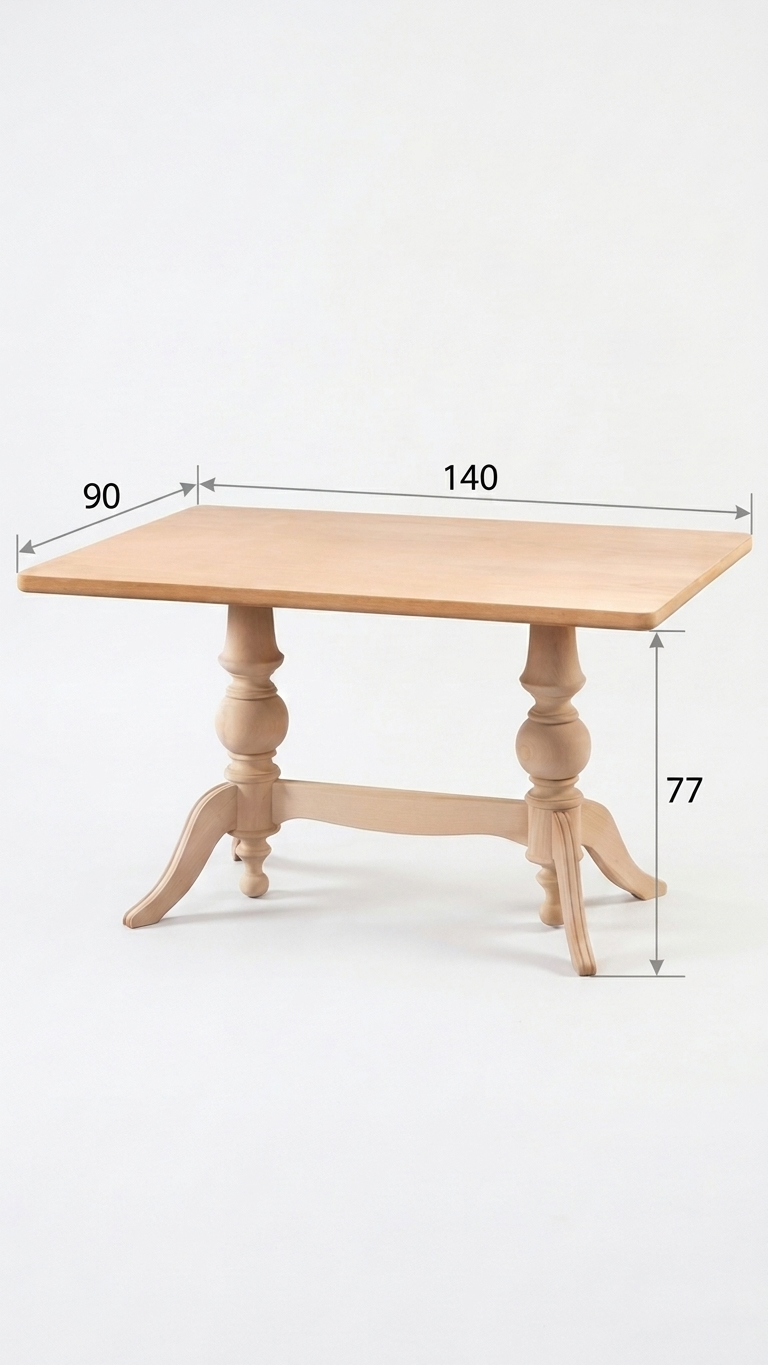 Alberohome Klasik Tornalı Ayaklı Ahşap Yemek Masası 140x90 cm