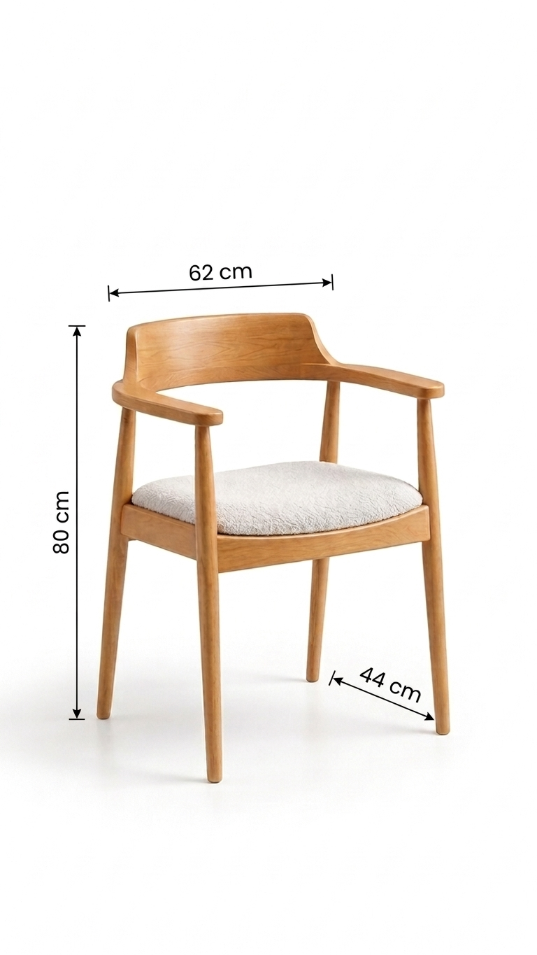 Alberohome Meşe Rengi Yuvarlak Ahşap Yemek Masası Takımı – 4 Kişilik