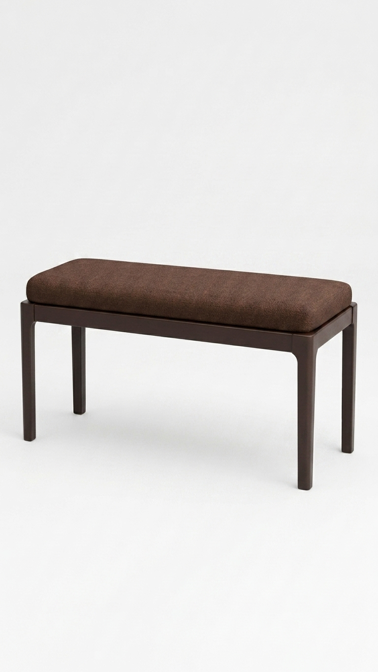 Alberohome Modern Ahşap Puf Bench Kahverengi Döşemeli Bank – 80x40x40 cm