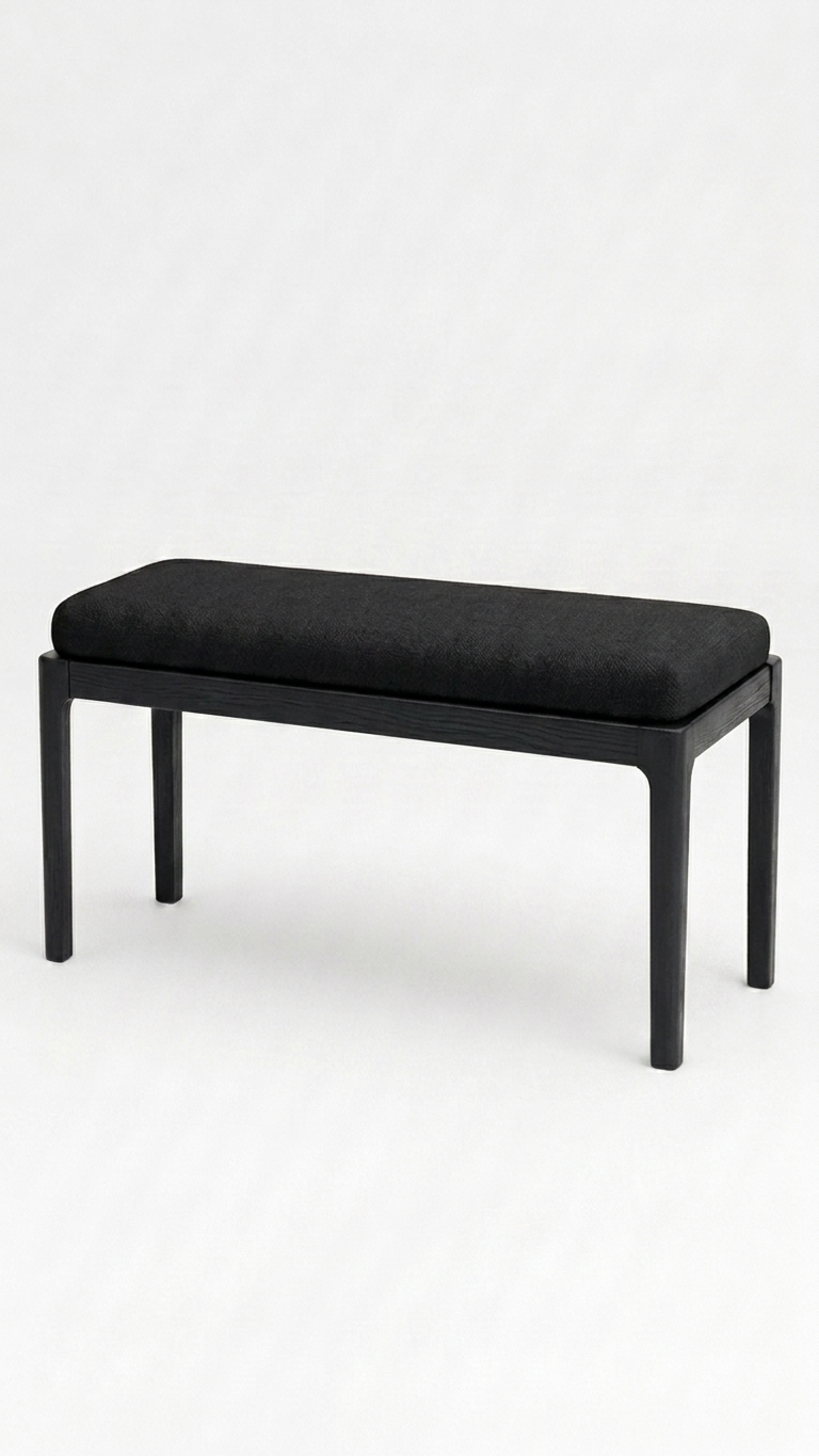 Alberohome Modern Ahşap Puf Bench Kahverengi Döşemeli Bank – 80x40x40 cm