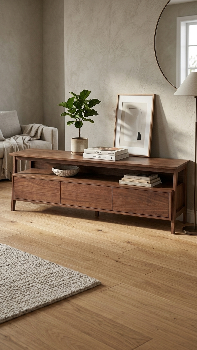 Alberohome Modern Ahşap TV Ünitesi 180 cm – Ceviz Renk TV Sehpası