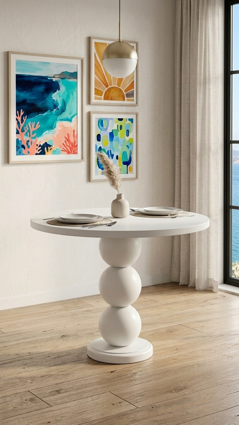 Alberohome Modern Ahşap Yuvarlak Yemek Masası 80x77 cm
