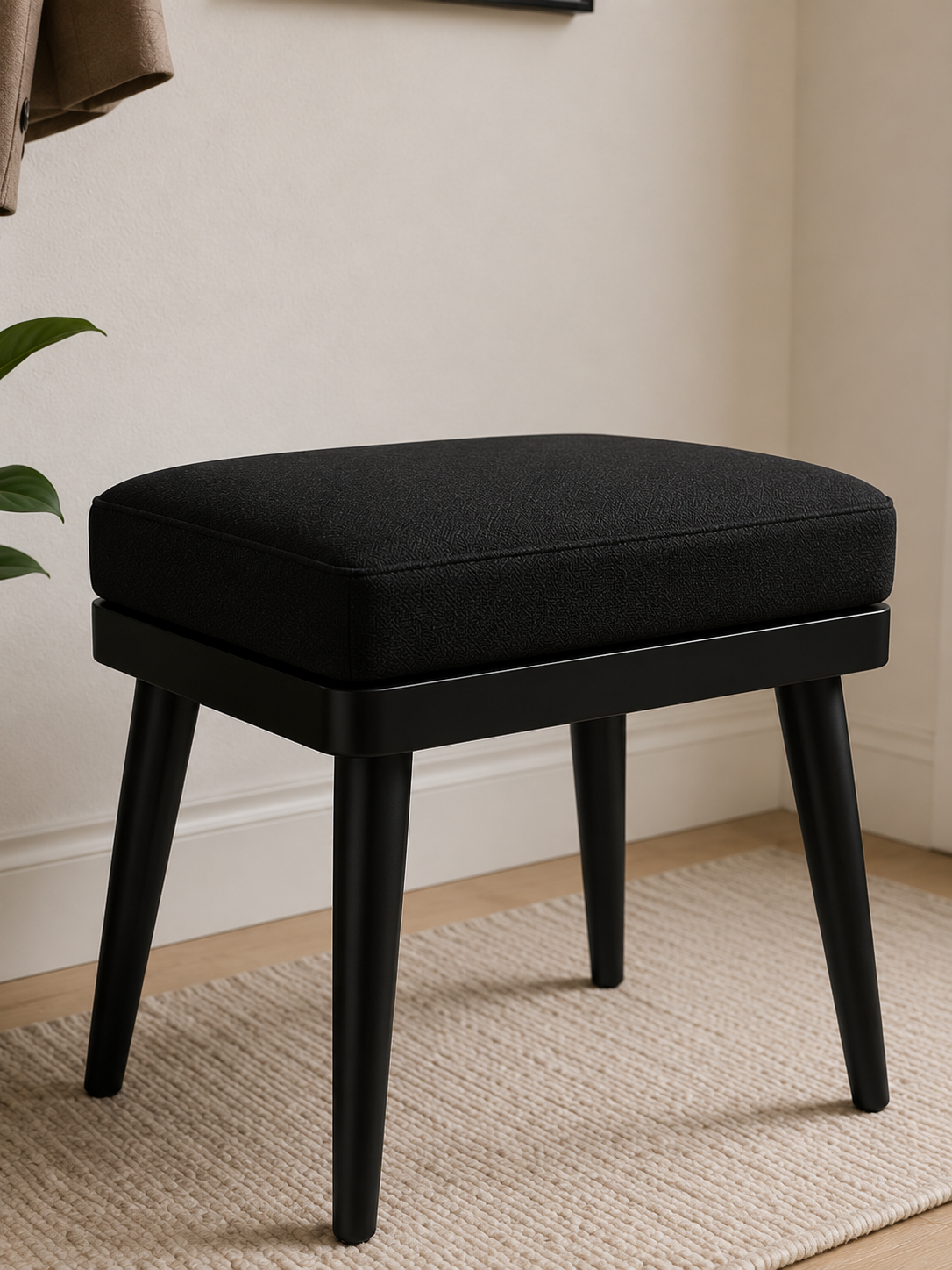 Alberohome Modern Bench Puf 60x40 cm – Minimal Ahşap Ayaklı Puf