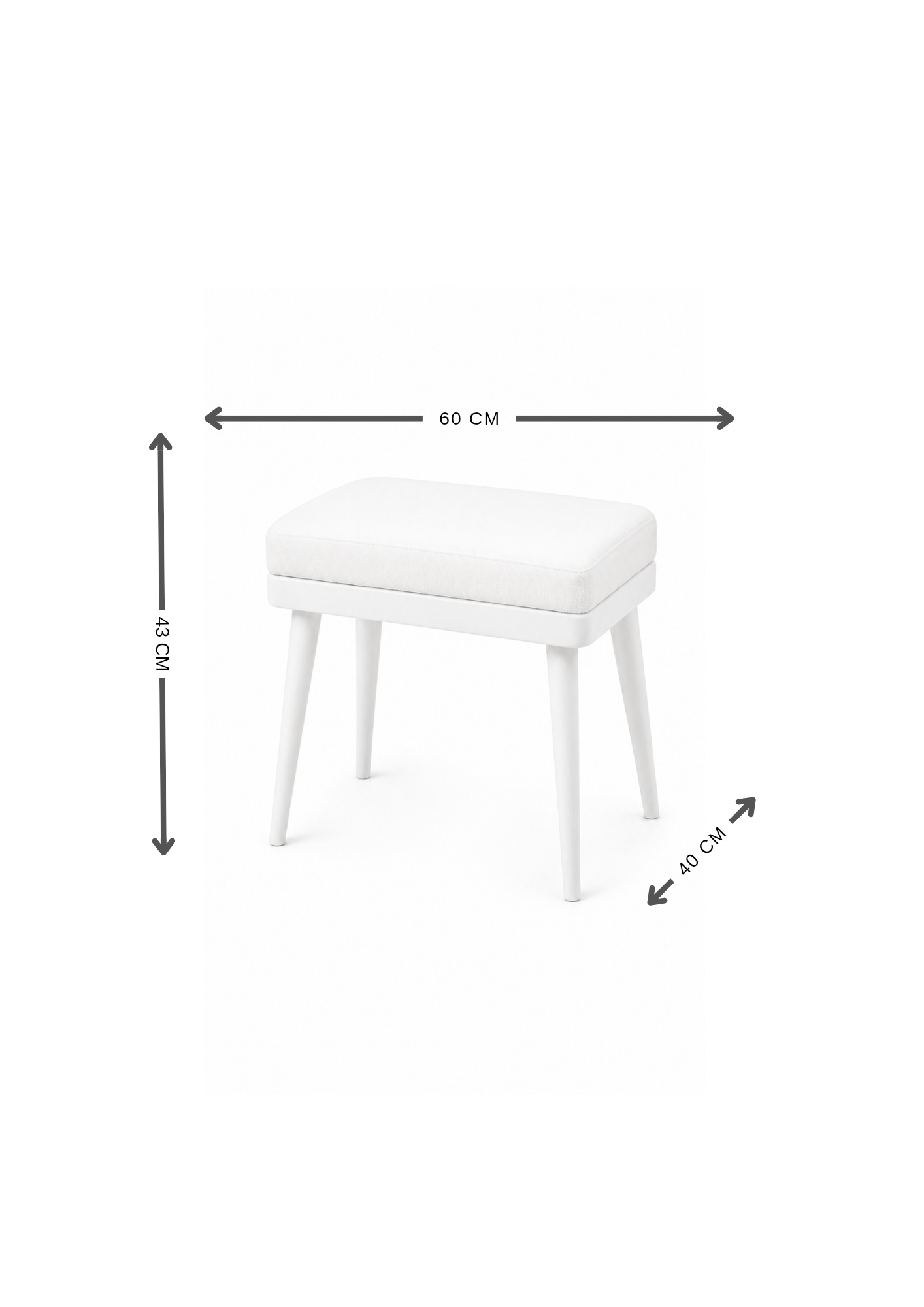Alberohome Modern Bench Puf 60x40 cm – Minimal Ahşap Ayaklı Puf