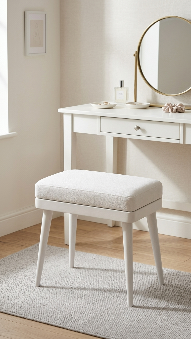 Alberohome Modern Bench Puf 60x40 cm – Minimal Ahşap Ayaklı Puf