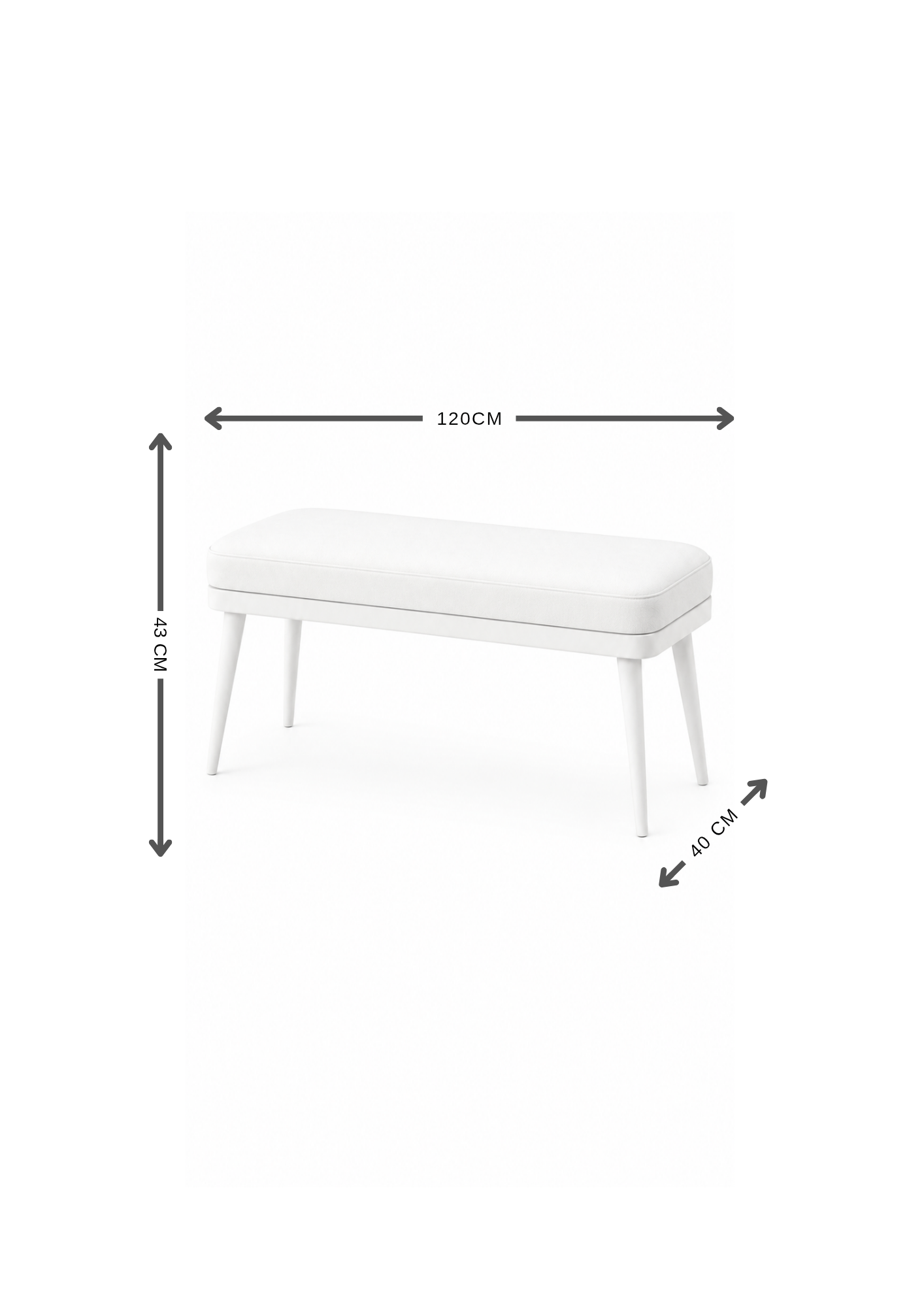 Alberohome Modern Puf Bench 120 cm | Ahşap Ayaklı Yatak Ucu Pufu ve Oturma Bankı