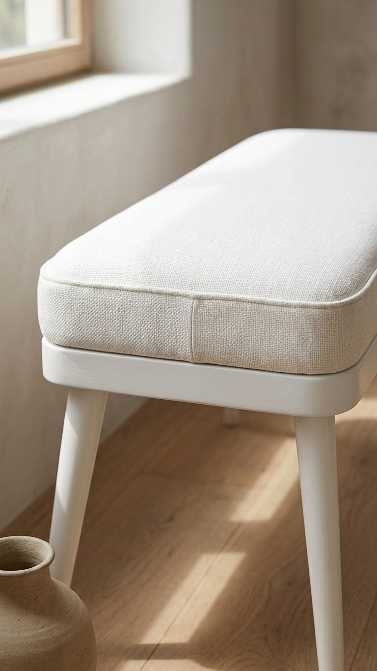 Alberohome Modern Puf Bench 120 cm | Ahşap Ayaklı Yatak Ucu Pufu ve Oturma Bankı