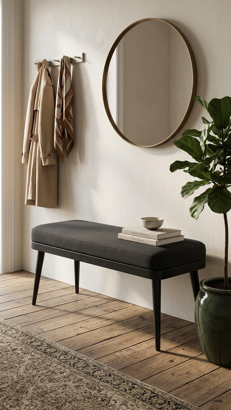 Alberohome Modern Puf Bench 120 cm | Ahşap Ayaklı Yatak Ucu Pufu ve Oturma Bankı