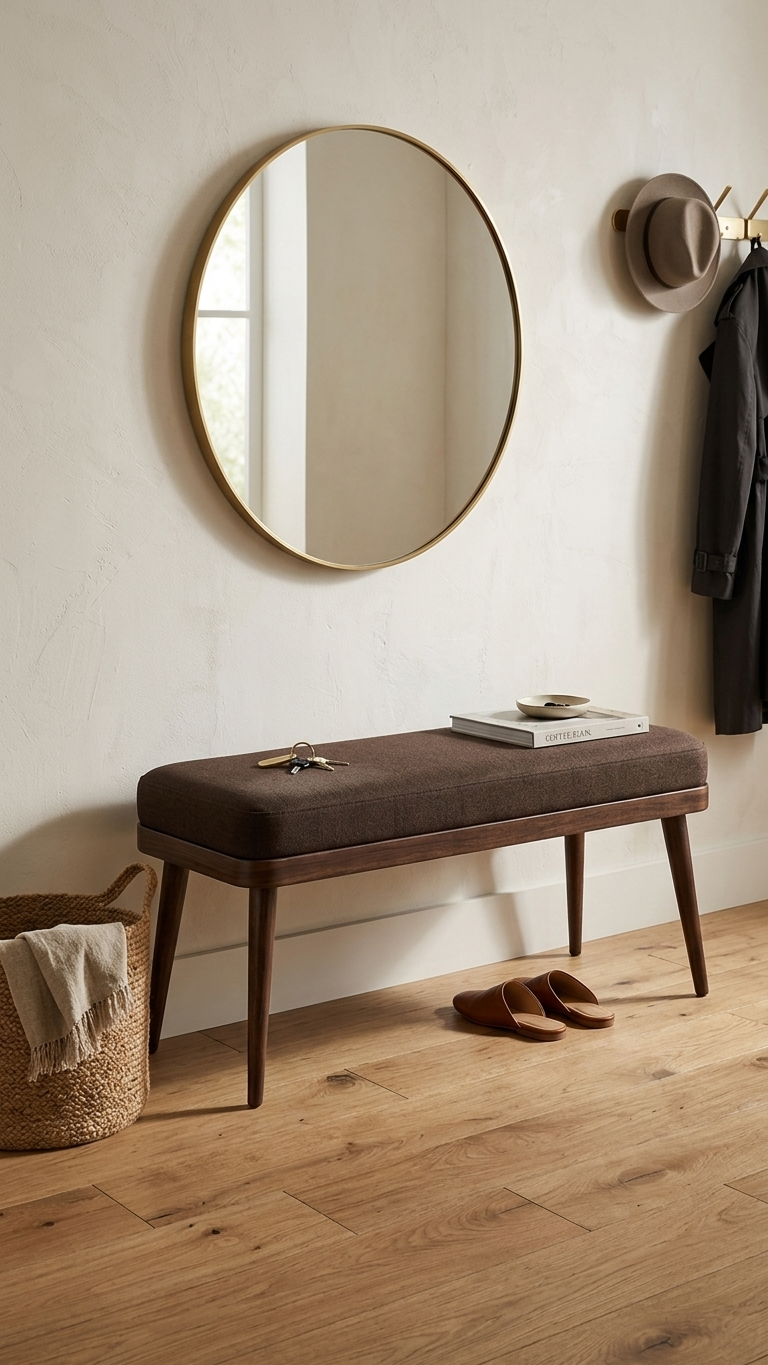 Alberohome Modern Puf Bench 120 cm | Ahşap Ayaklı Yatak Ucu Pufu ve Oturma Bankı