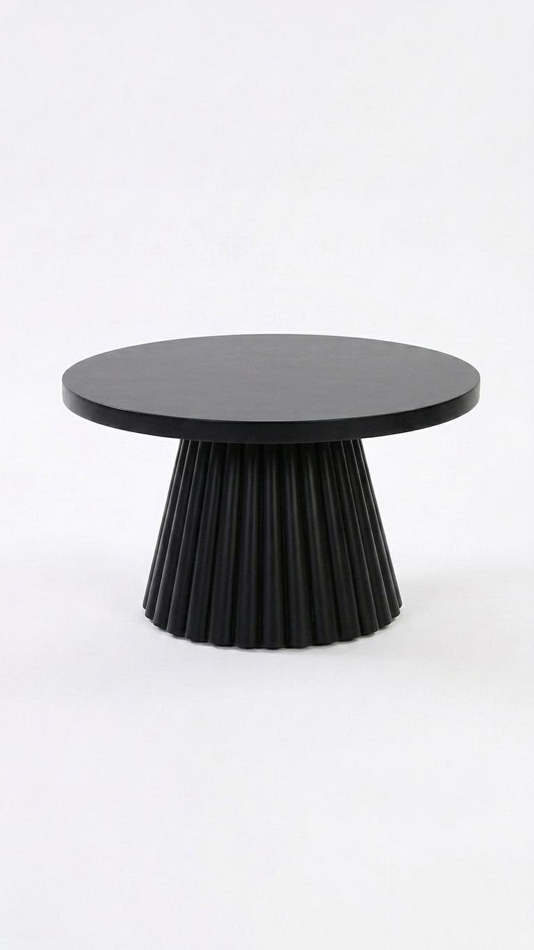 Alberohome Modern Yuvarlak Ahşap Orta Sehpa 80x45 cm Ceviz