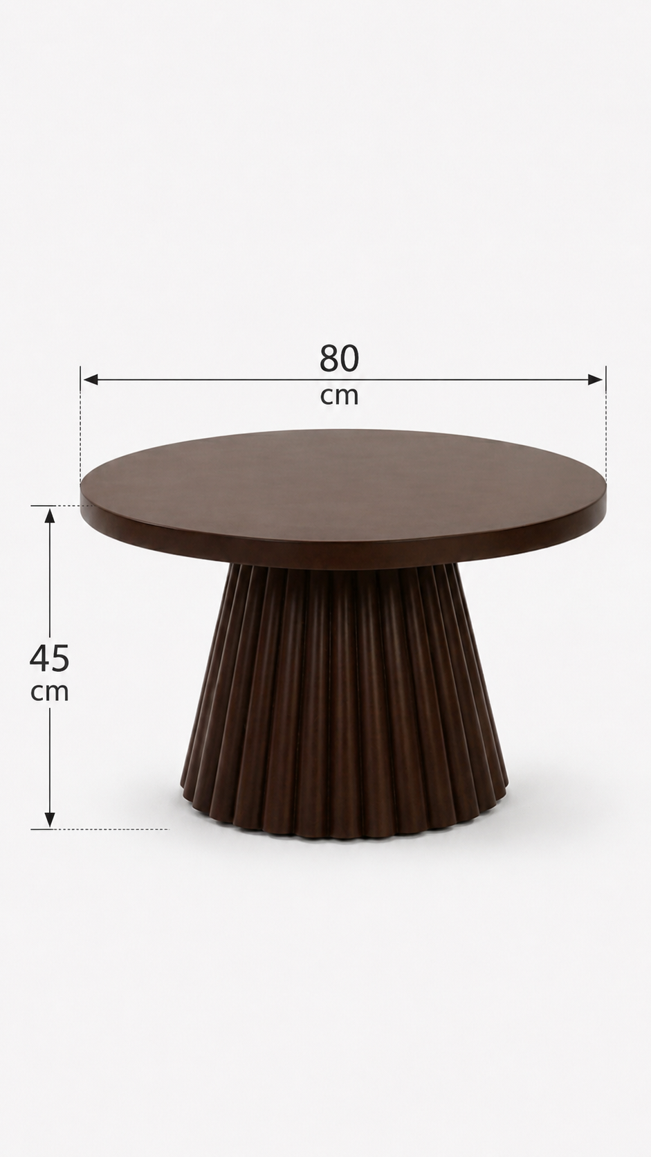 Alberohome Modern Yuvarlak Ahşap Orta Sehpa 80x45 cm Ceviz