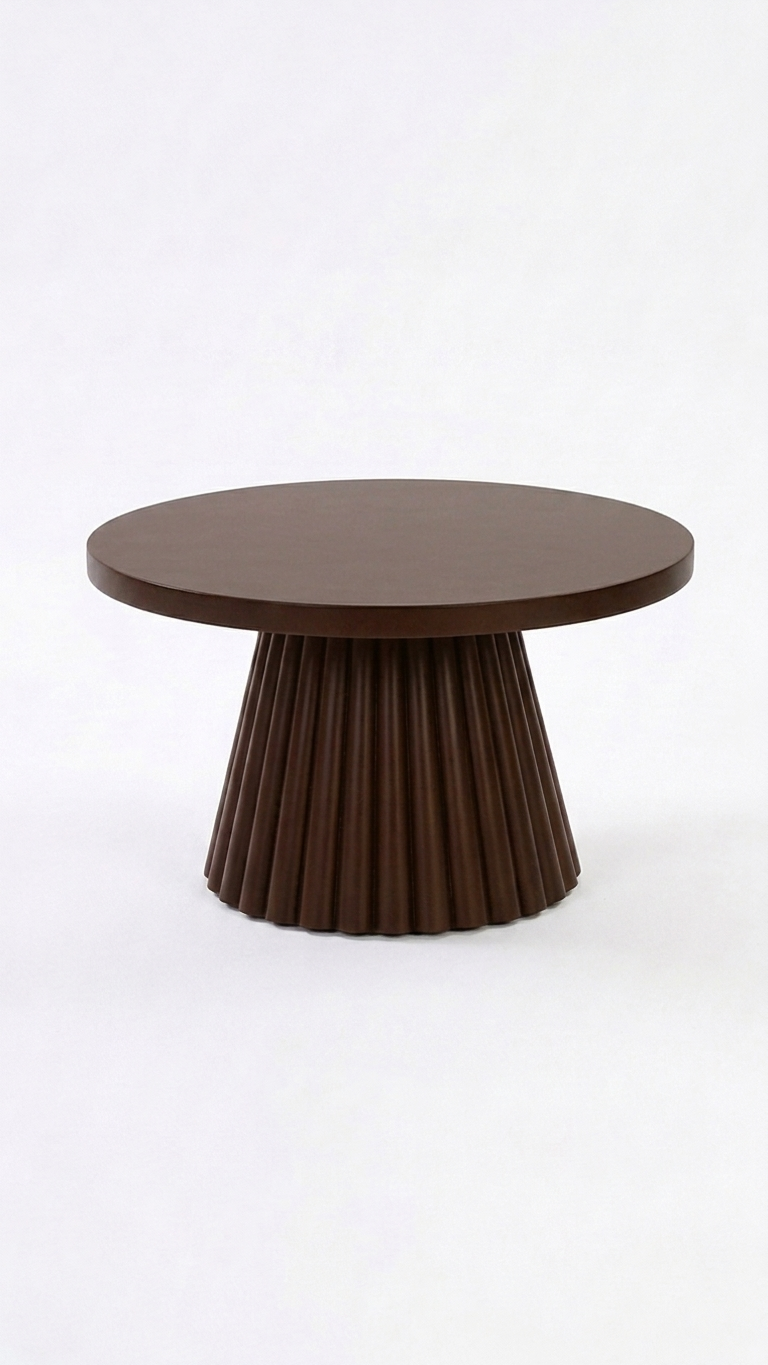 Alberohome Modern Yuvarlak Ahşap Orta Sehpa 80x45 cm Ceviz