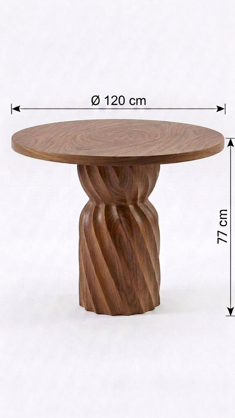 Alberohome Modern Yuvarlak Ahşap Yemek Masası 120 cm