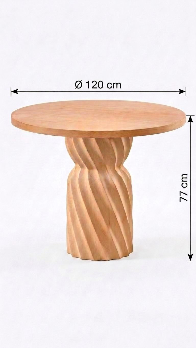 Alberohome Modern Yuvarlak Ahşap Yemek Masası 120 cm