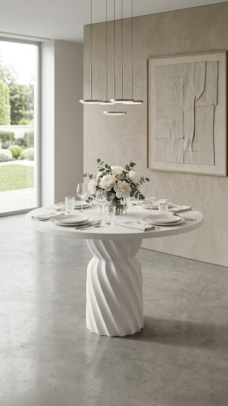 Alberohome Modern Yuvarlak Ahşap Yemek Masası 120 cm