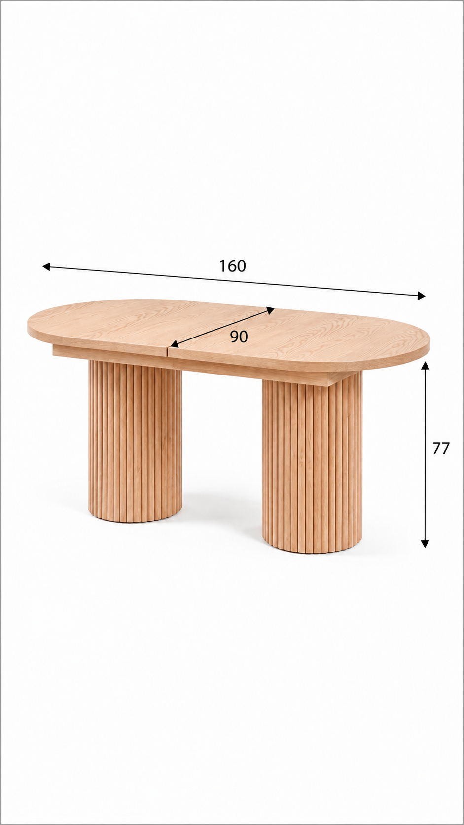 Alberohome Oval Açılır Yemek Masası 160/180x90x77 cm