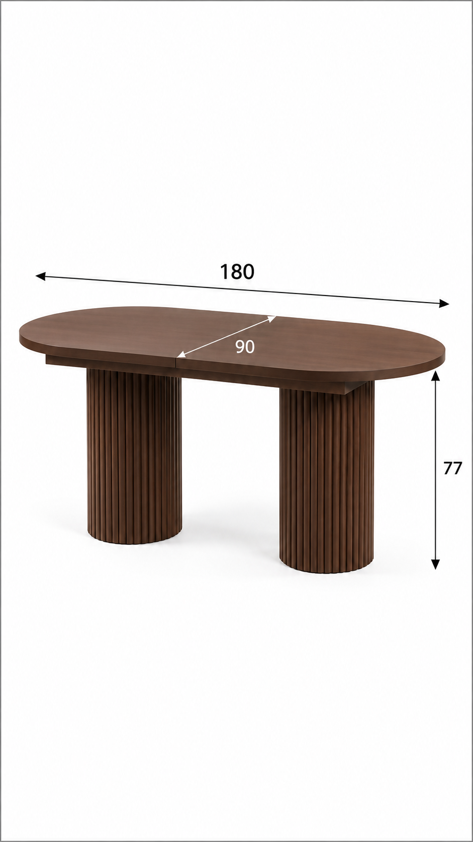 Alberohome Oval Açılır Yemek Masası 160/180x90x77 cm