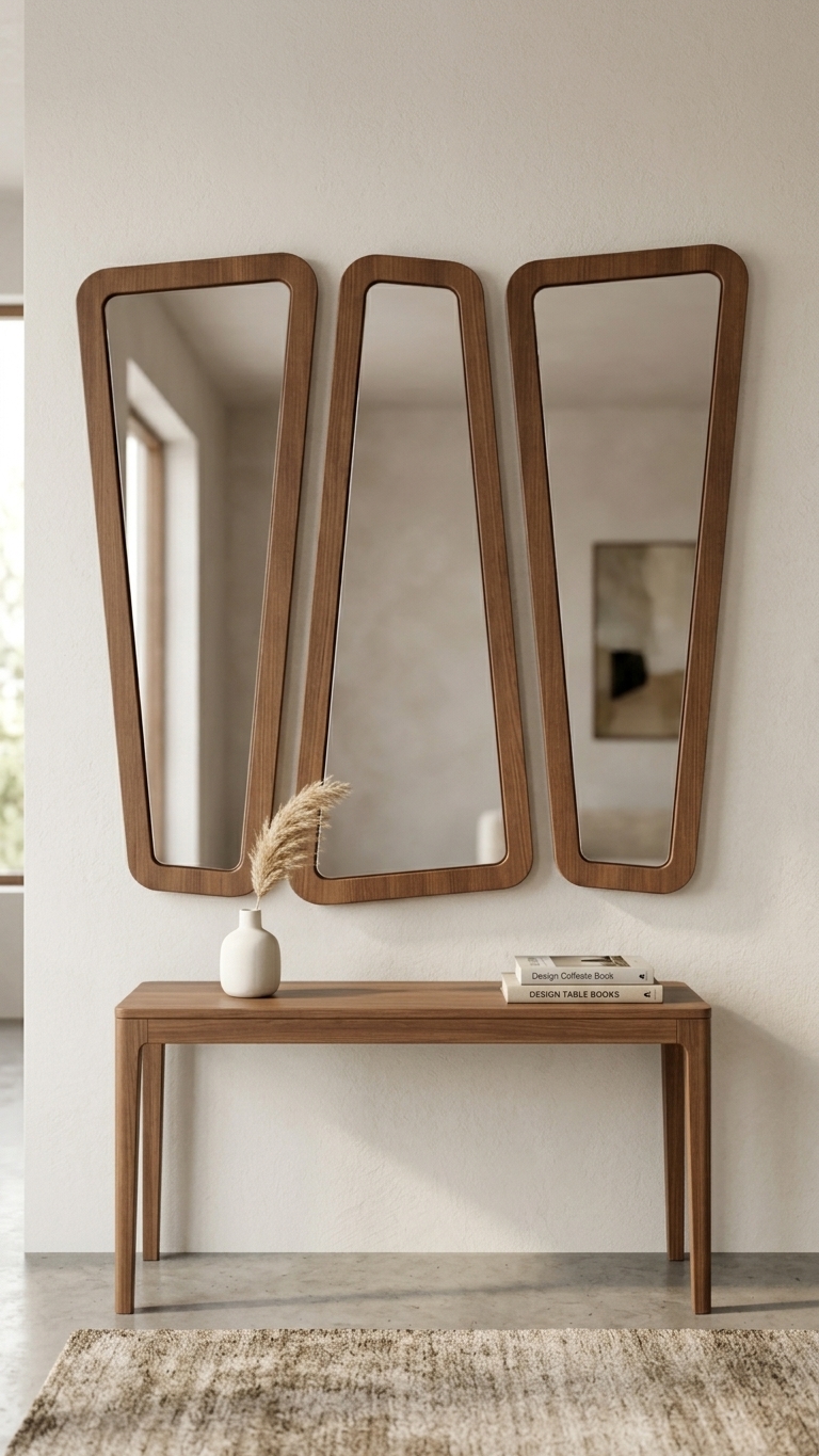 Alberohome Soft Kayın 3'lü Dekoratif Duvar Aynası