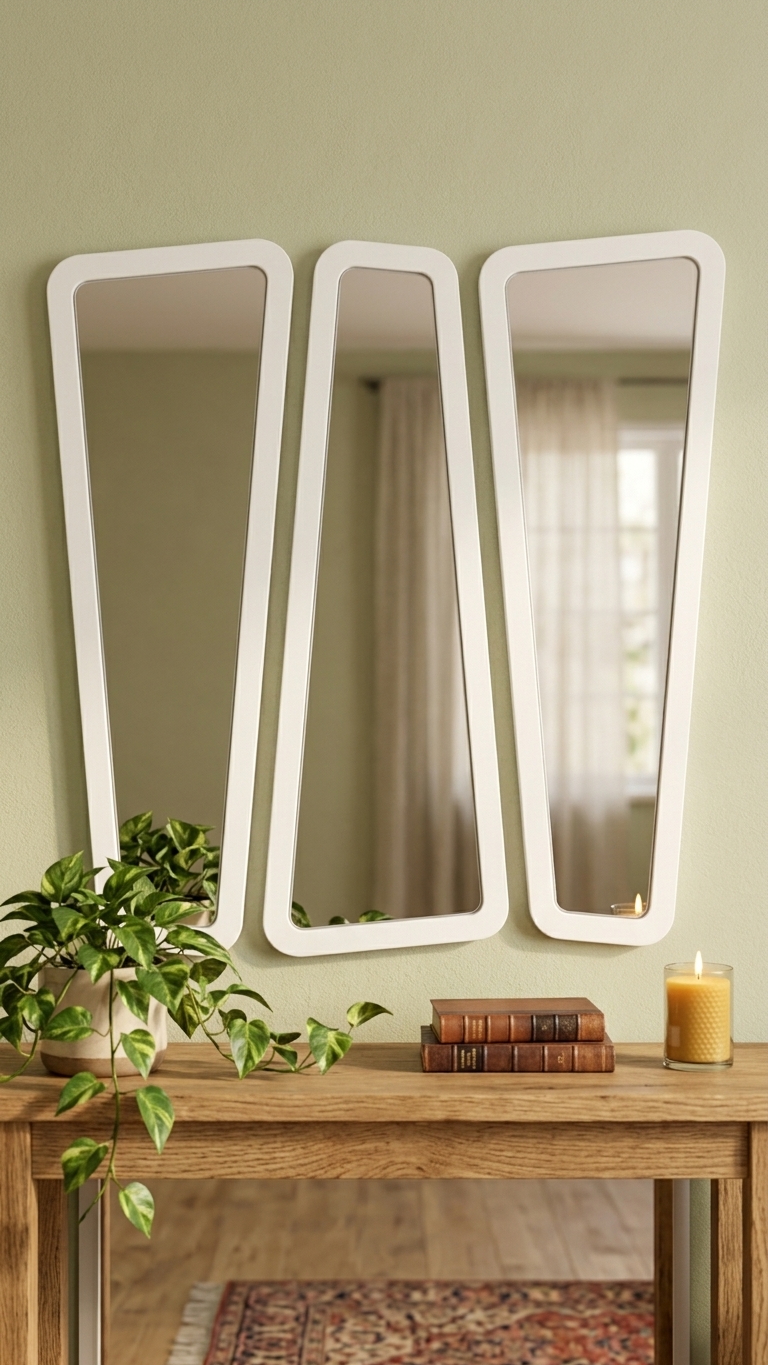 Alberohome Soft Kayın 3'lü Dekoratif Duvar Aynası