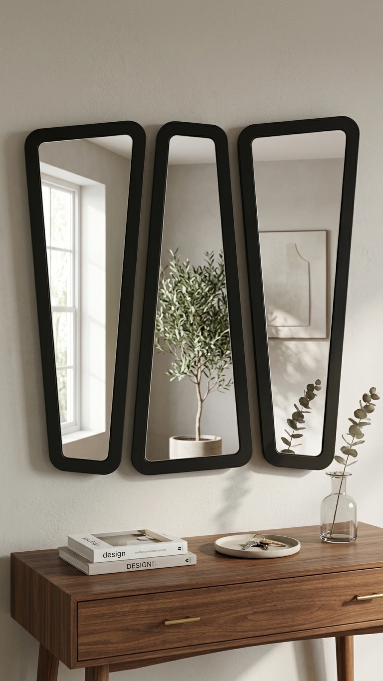 Alberohome Soft Kayın 3'lü Dekoratif Duvar Aynası