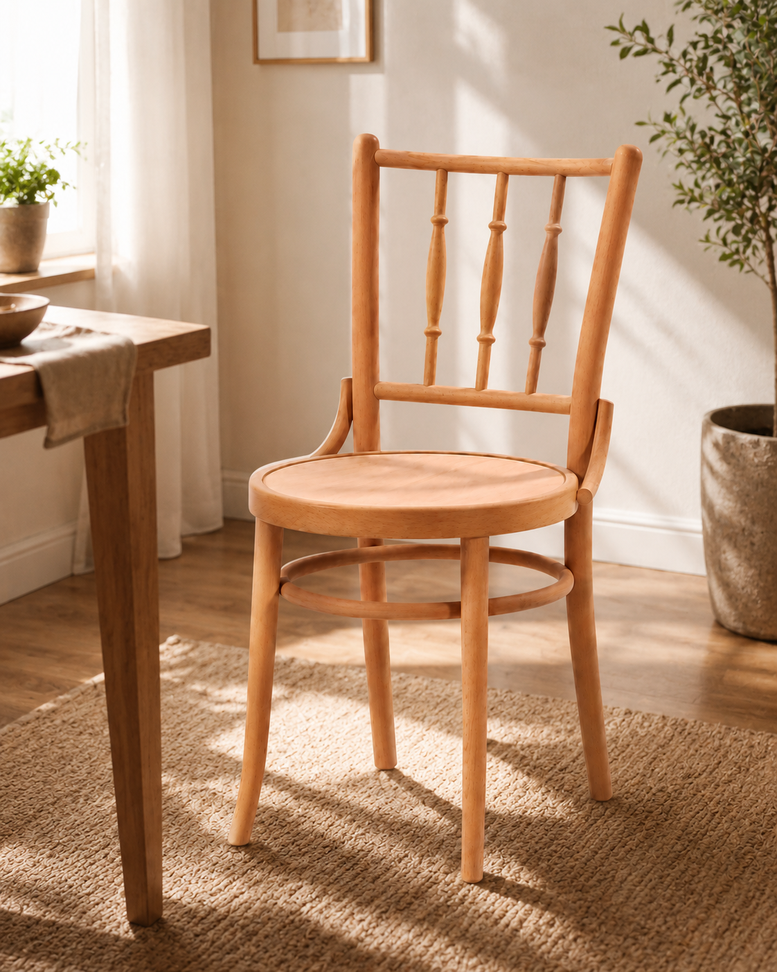 AlberoHome Viyana Masif Kayın Ahşap Sandalye – Naturel, Ceviz ve Beyaz Seçenekli