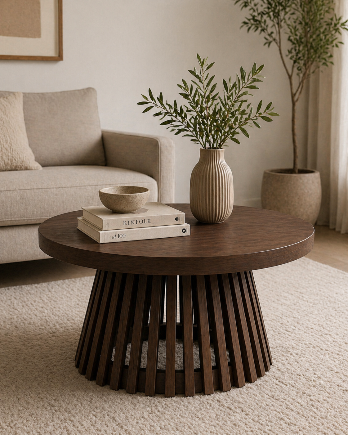 Alberohome Yuvarlak Orta Sehpa 80 cm Modern Tasarım