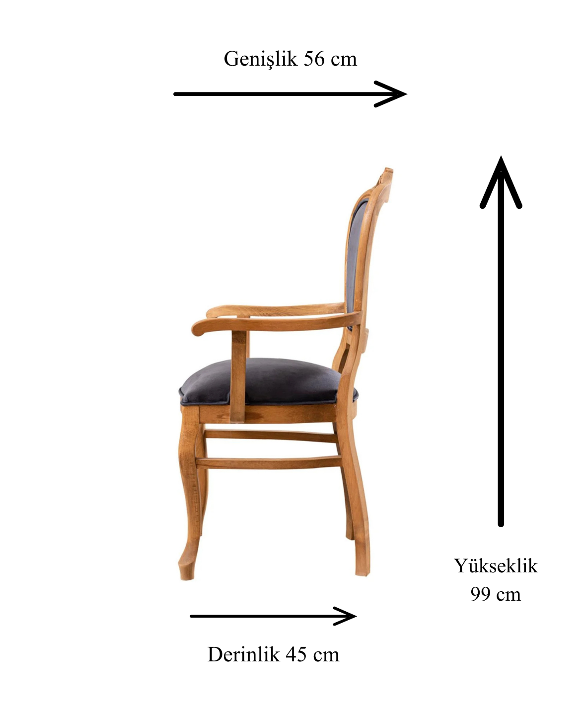 Alessia Doğal Ahşap Kayın Naturel Renk Kolçaklı Sandalye Detaylı İşçilik Modern Şık Tasarım