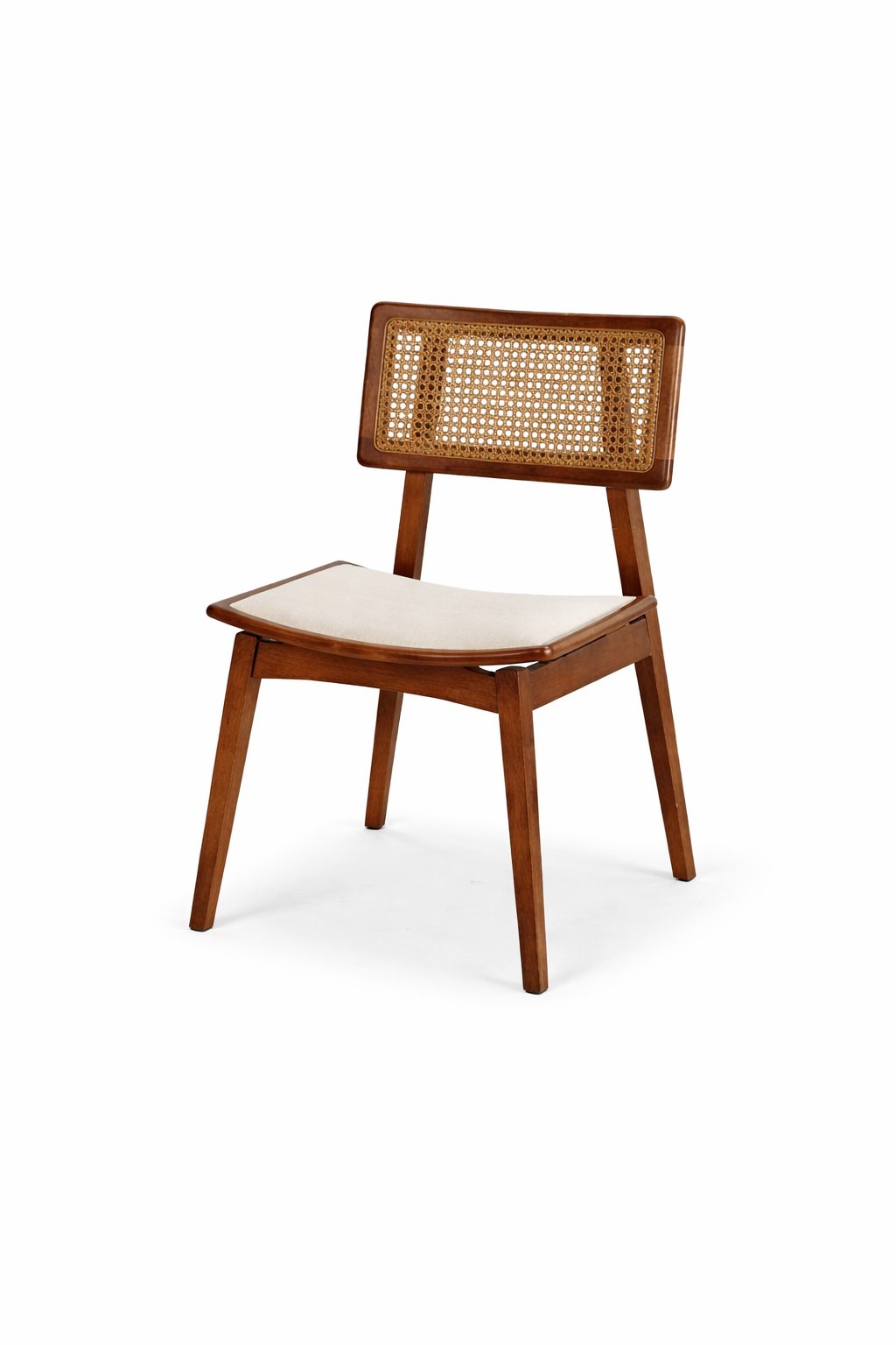 Anemone Doğal Ahşap Döşemeli Ceviz Hasırlı  Sandalye El İşçiliği Modern İskandinav Tasarım