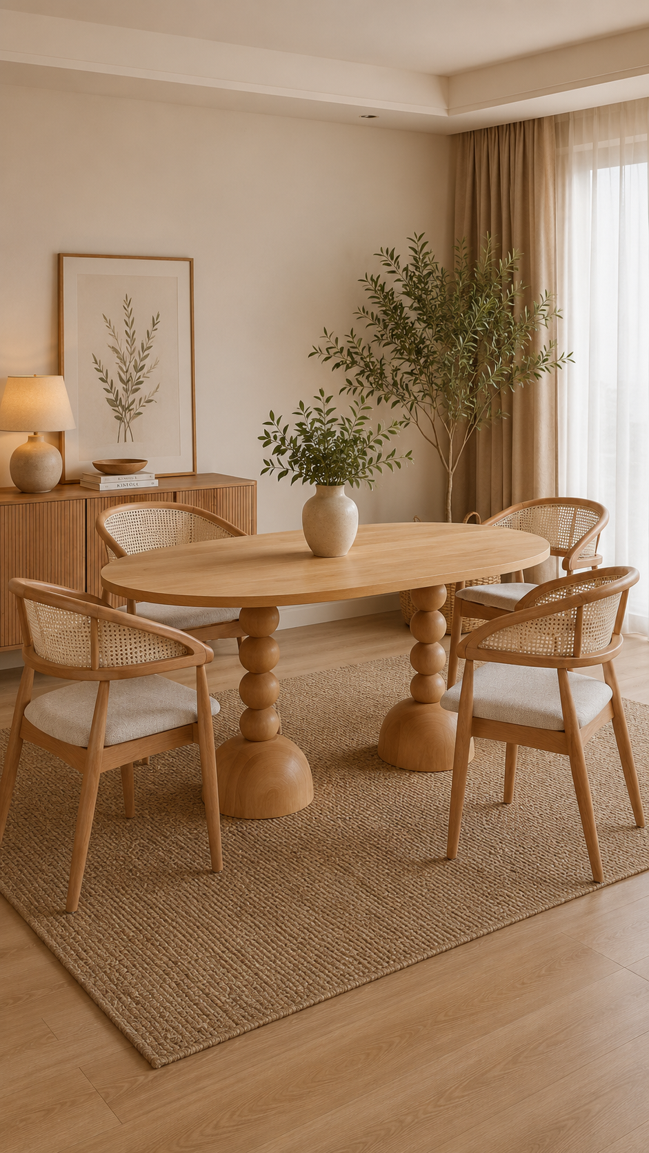 Arbol Ahşap Naturel Oval Masa Takımı 160x90 Cm - 4 Adet Doğal Hazerenlı Sandalye Rustik Şık Tasarım