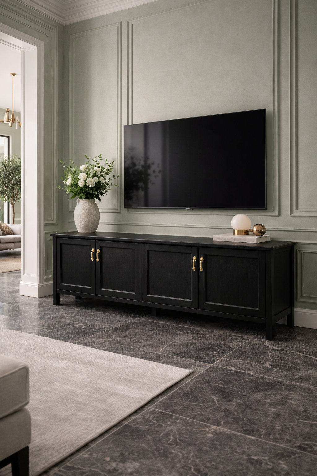 Atlas Serisi Ahşap TV Ünitesi – Geniş Depolamalı Salon TV Ünitesi – 200 × 45 × 95 cm