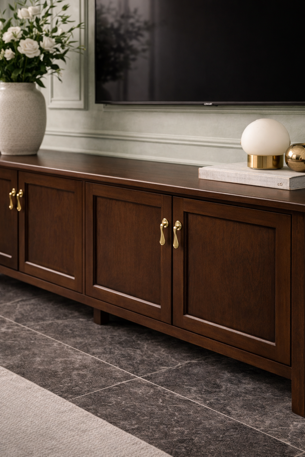 Atlas Serisi Ahşap TV Ünitesi – Geniş Depolamalı Salon TV Ünitesi – 200 × 45 × 95 cm