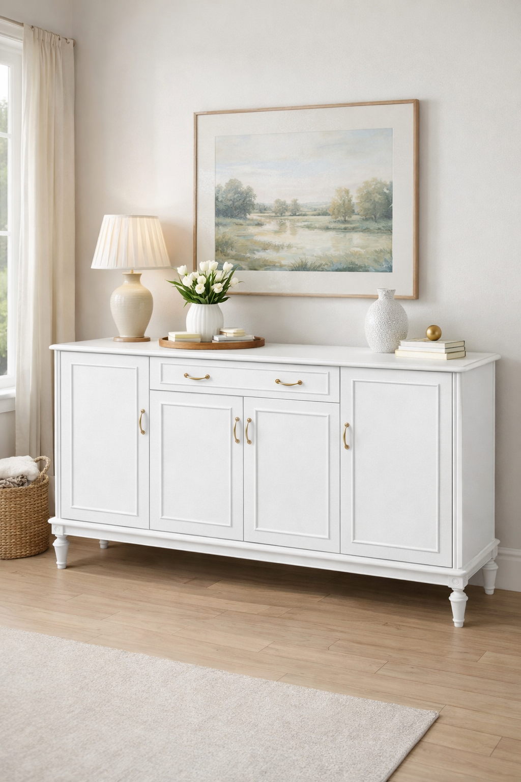 Aura Ahşap Konsol – Kapaklı Klasik Salon Konsolu – 180 × 42 × 91 cm