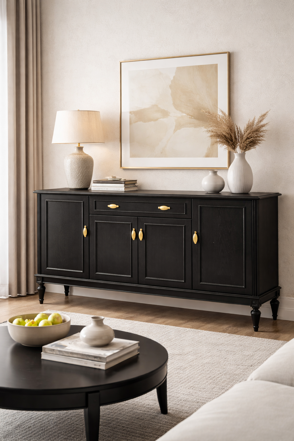 Aura Ahşap Konsol – Kapaklı Klasik Salon Konsolu – 180 × 42 × 91 cm