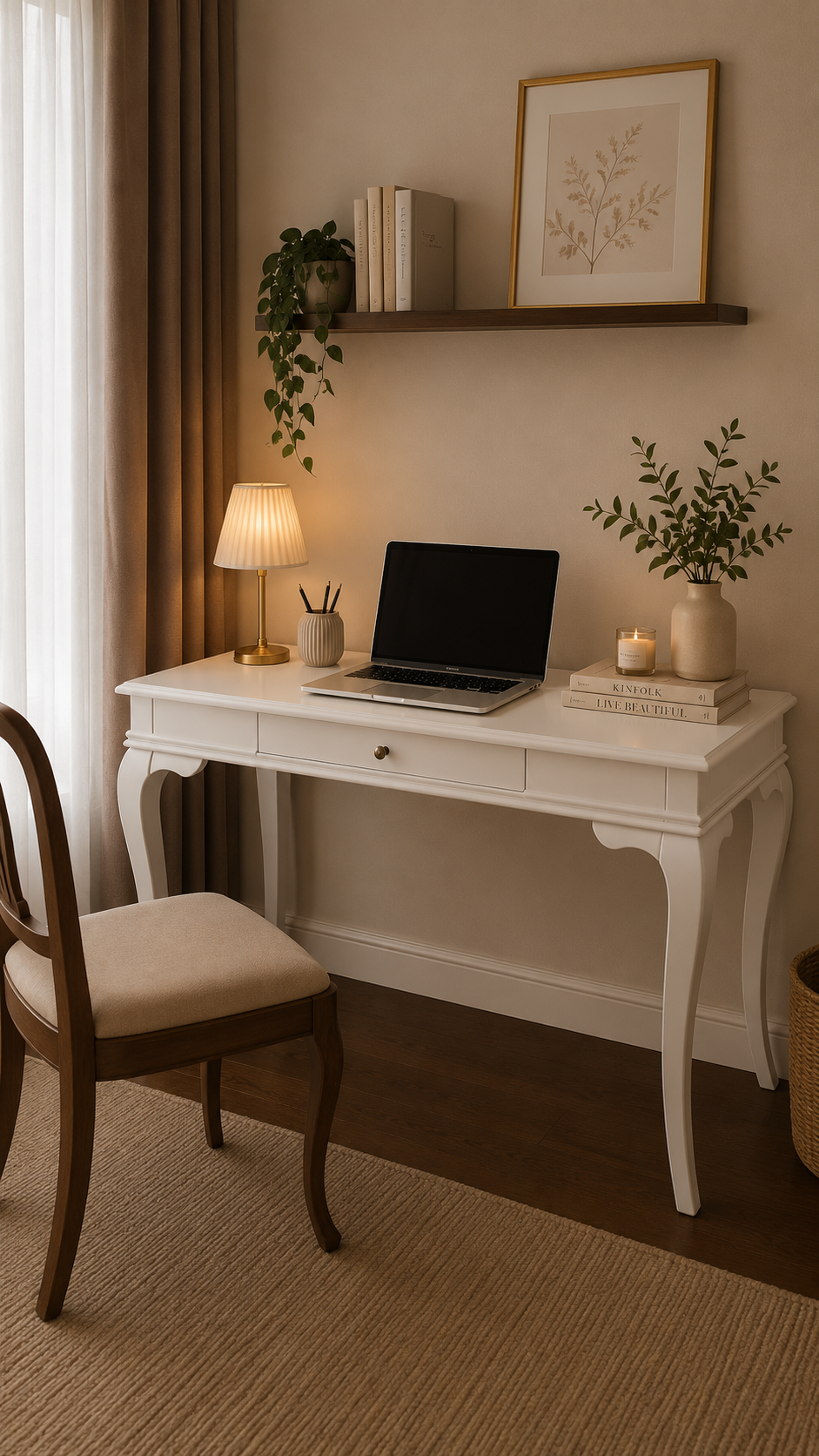 Avena Doğal Ahşap Beyaz Renk Çekmeceli Çalışma Masası 110x70 Cm - Modern & Şık Tasarım