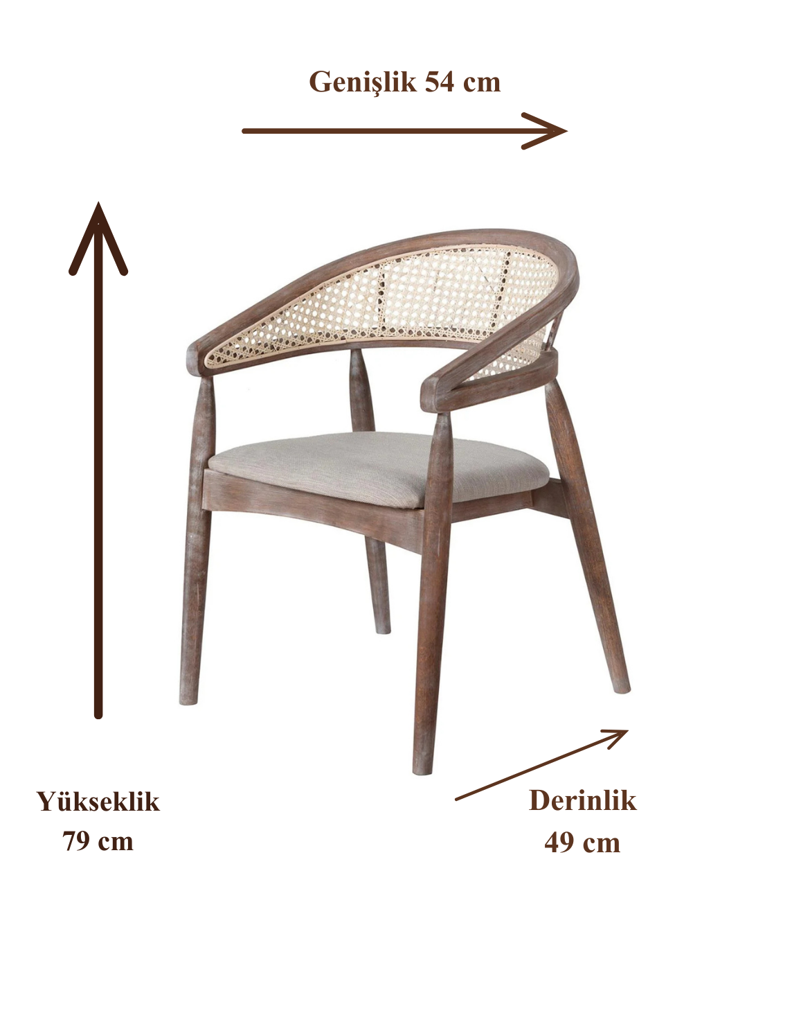 Belen Doğal Kayın Ahşap Krem Hazeranlı Masif Eskitme Sandalye Detaylı İşçilik Modern Şık Tasarım