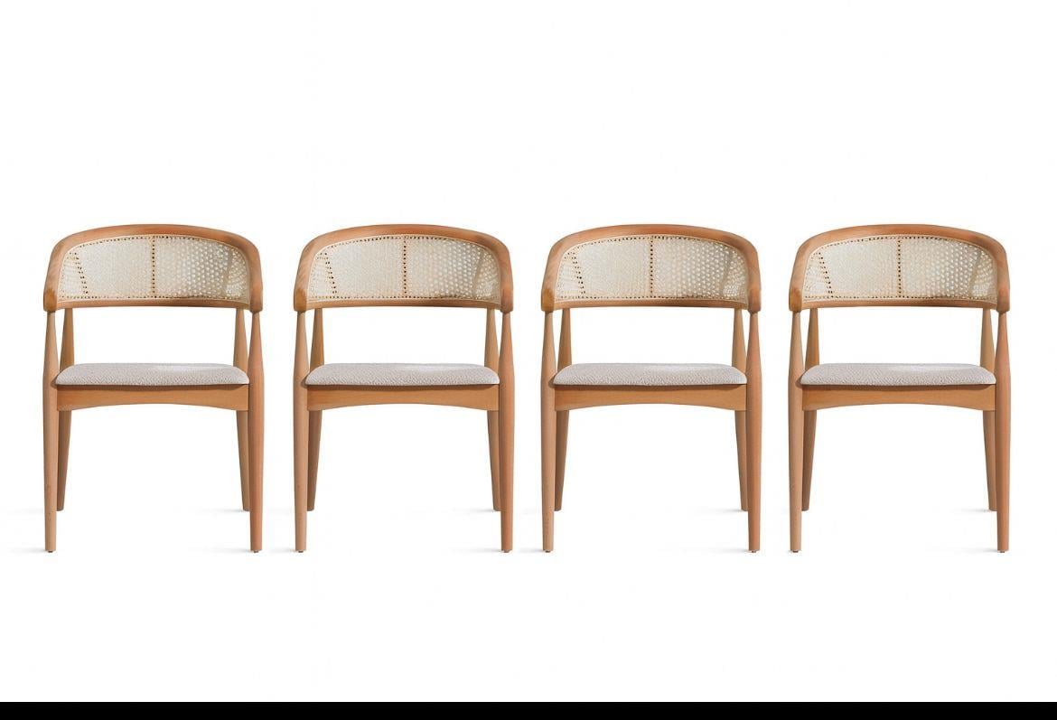 Belen Naturel Sandalye (4 Adet)