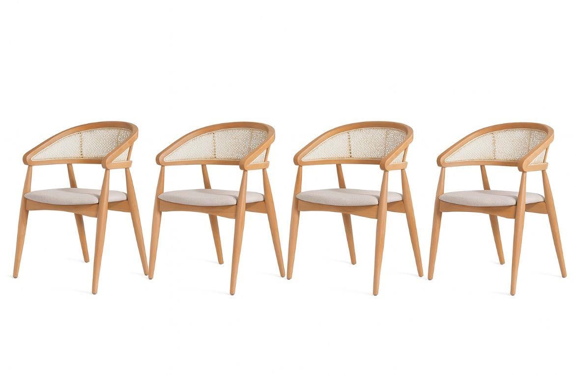 Belen Naturel Sandalye (4 Adet)