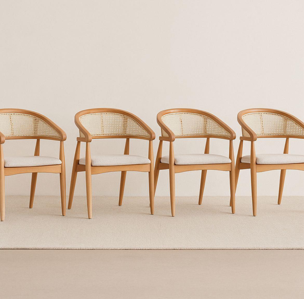 Belen Naturel Sandalye (4 Adet)