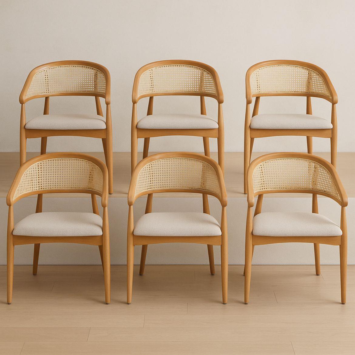 Belen Naturel Sandalye (6 Adet)