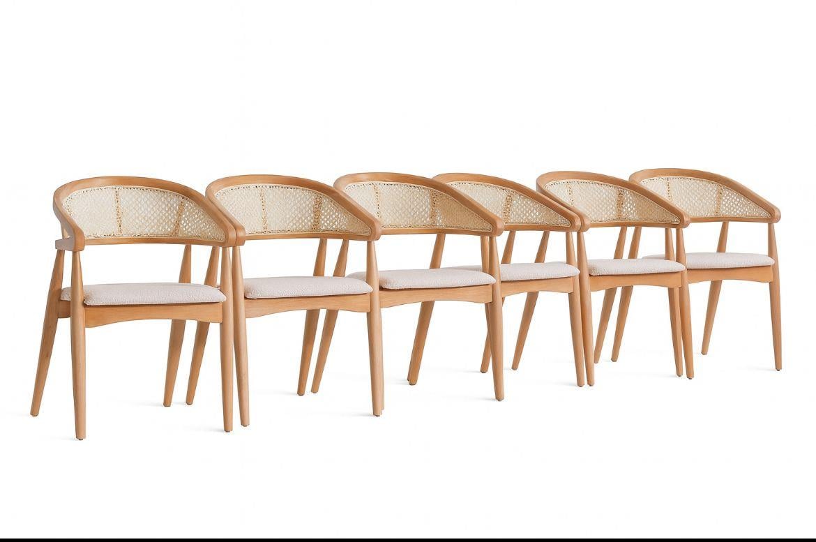 Belen Naturel Sandalye (6 Adet)