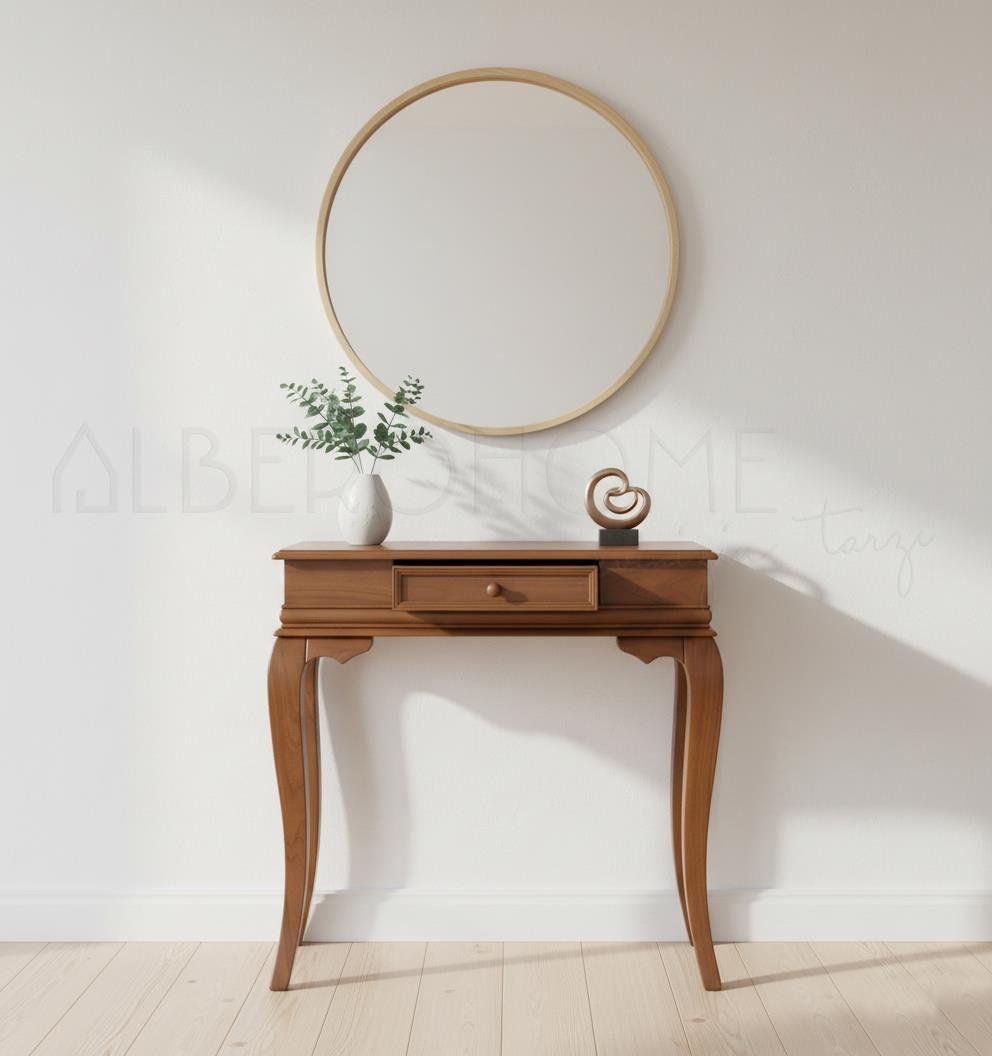 Bellissima Doğal Ahşap Beyaz Dresuar 80 Cm – Rustik Country Tasarım